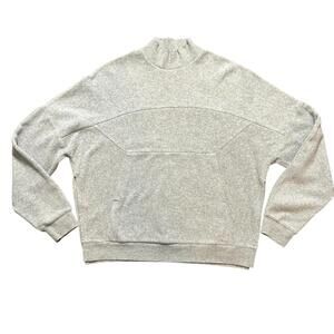 Alo Yoga Segment Pullover Oversized Mock Neck Sweatshirt Gray Side Slits